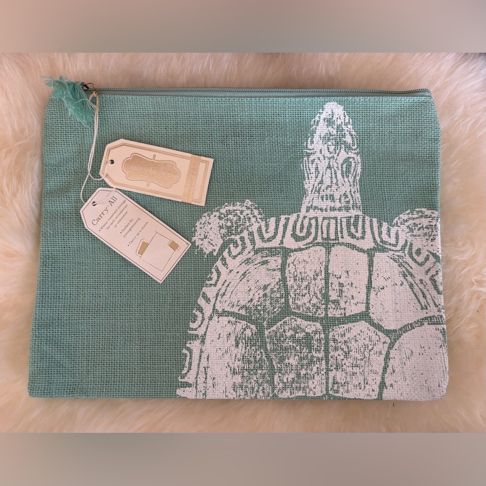Mudpie Sea Turtle Carry All Bag Clutch Makeup - Picture 5 of 10